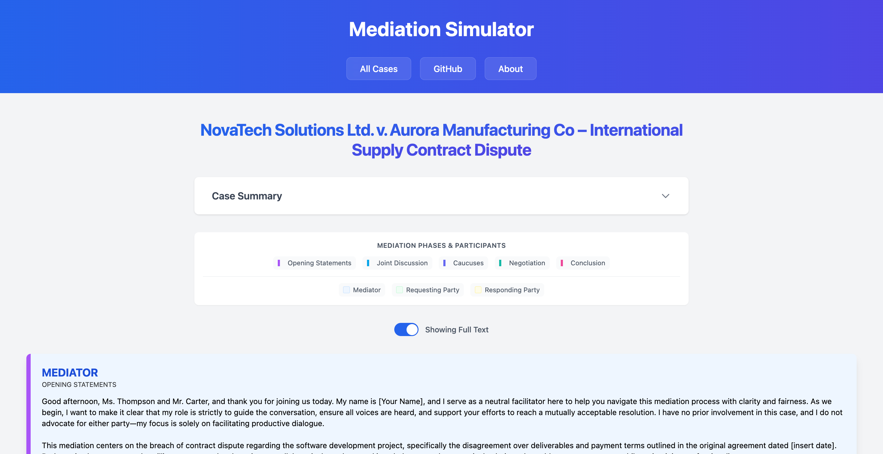 Mediation Simulator Viewer