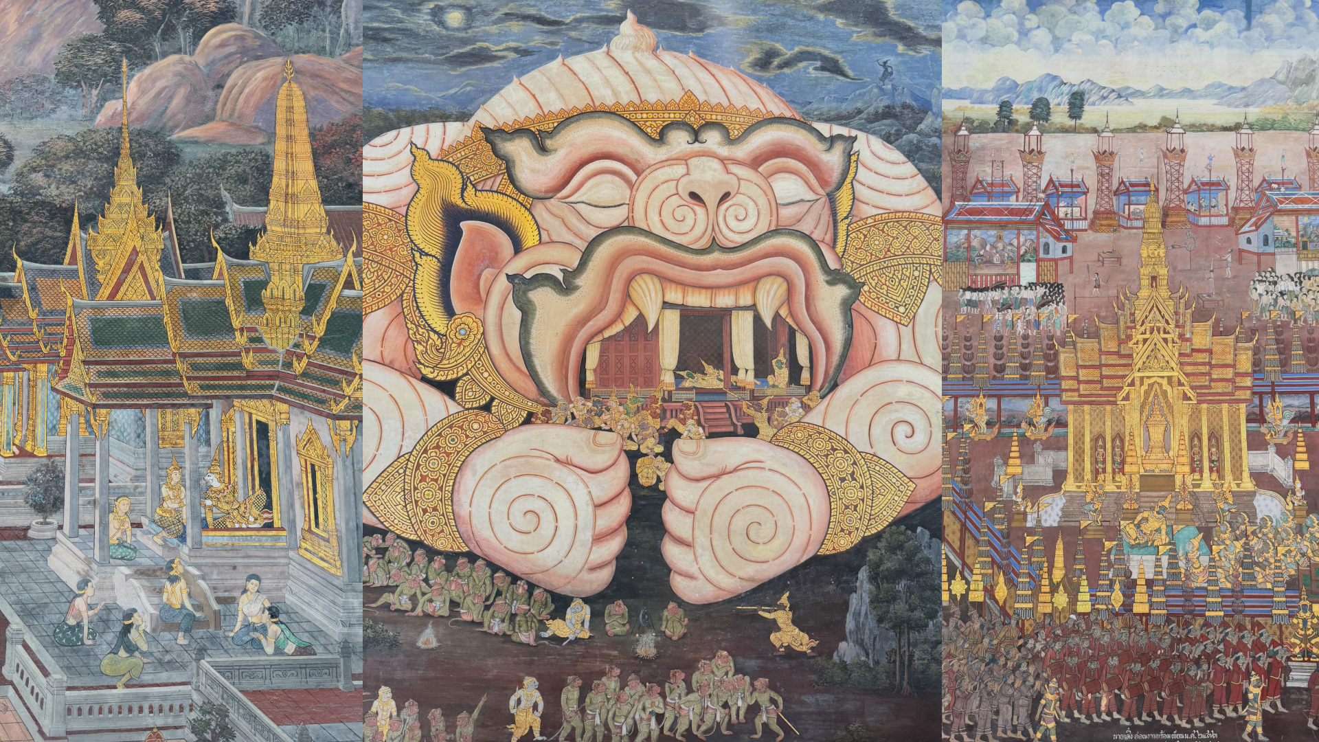 Ramakien murals surrounding Temple of the Emerald Buddha